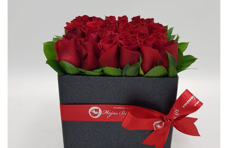 Caja de rosas rojas para regalo. Floristería en Antioquia