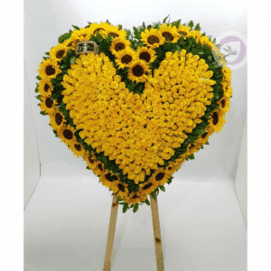 Corona de girasoles funebre  para expresar condolencias - Ramo de flores para funeral - Floristeria en Medellin y Floristeria en Rionegro