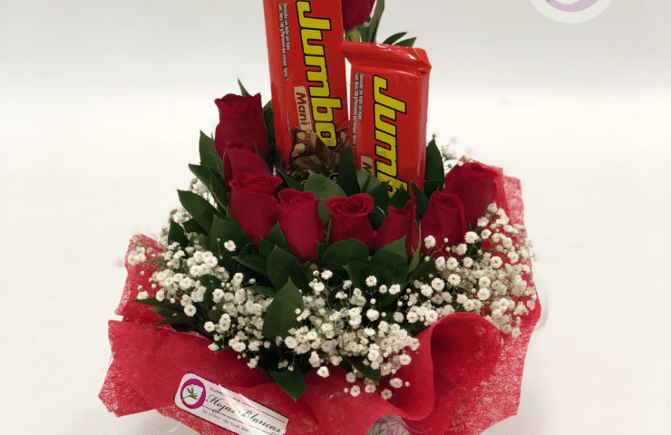 Rosas rojas y chocolate jumbo