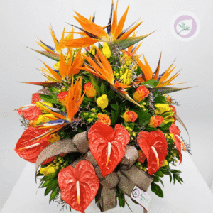 Regala un hermoso arreglo con rosas variadas, aves del paraiso y anturios. Tenemos los arreglos hermosos para esa persona especial.