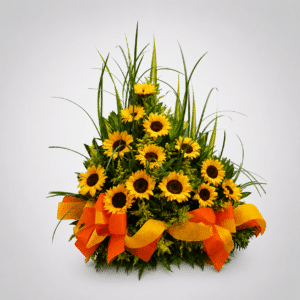 Regala un hermoso arreglo de girasoles elegantes.