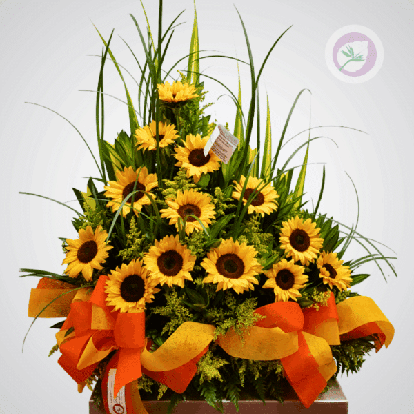 Regala un hermoso arreglo de girasoles elegantes.