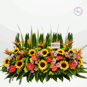Arreglo floral jardinera de flores tropicales