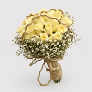 El yugo nupcial suspiro de amor es un delicado yugo nupcial elaborado con rosas y gypsophila, una combinación clásica y romántica que aporta elegancia, frescura y belleza a la decoración de tu ceremonia de matrimonio.