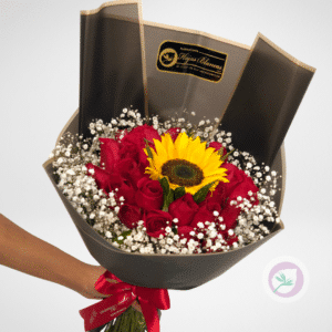 Bouquet de girasol y rosas, envio GRATIS en Medellín y Oriente Antioqueño