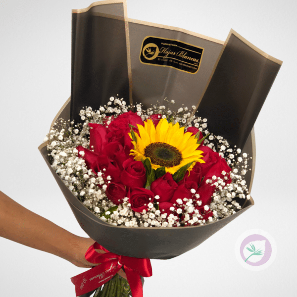 Bouquet de girasol y rosas, envio GRATIS en Medellín y Oriente Antioqueño