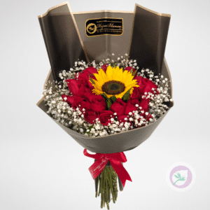 arreglo floral de rosas y girasol - Floristeria en Medellin y Rionegro