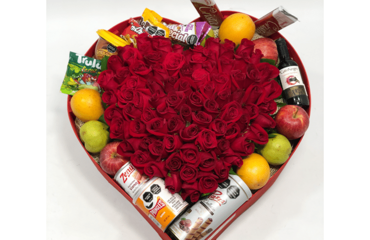 Ramo en forma de corazón para San Valentín - Ancheta con Rosas Rojas