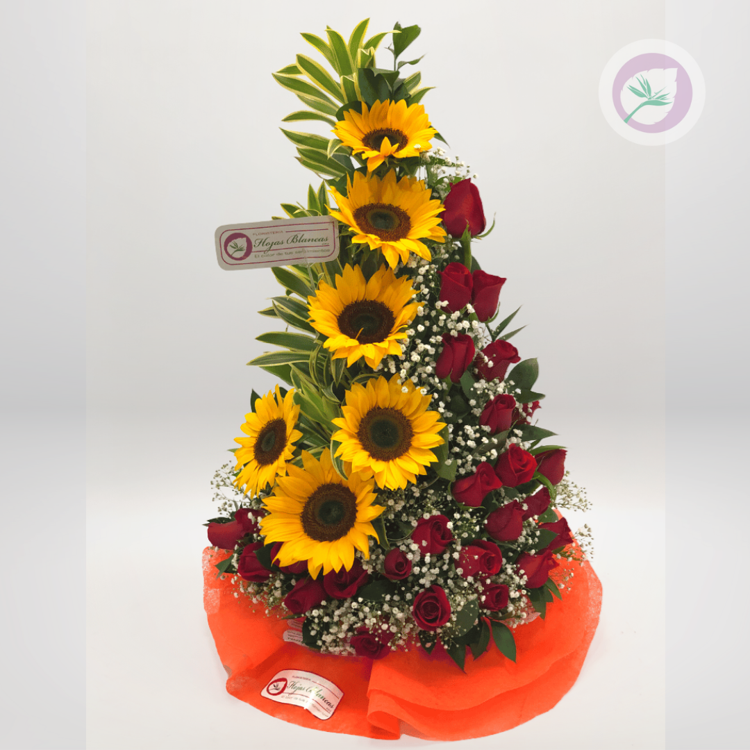 Floristeria en Antioquia - Ramo de rosas y girasoles, Rionegro y Medellín.