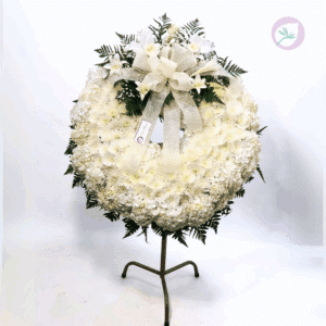 Corona funebre para condolencias en - Floristería Hojas Blancas