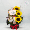 Regala un hermoso regalo, ¡una ancheta de girasoles con dulces para el día del padre! envío GRATIS en Medellín, ¡el área metropolitana y el oriente Antioqueño!