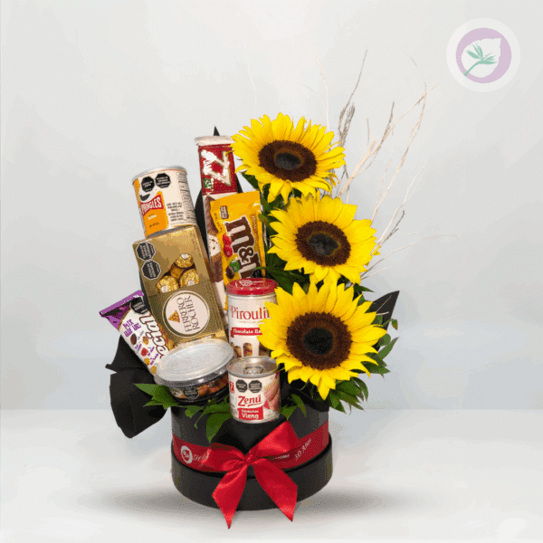 Regala un hermoso regalo, ¡una ancheta de girasoles con dulces para el día del padre! envío GRATIS en Medellín, ¡el área metropolitana y el oriente Antioqueño!