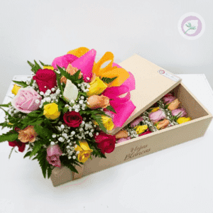 Caja decorativa de rosa variada