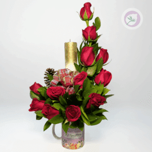 regala  para estas fiestas un hermoso mug con rosas y un velón para iluminar los propositos para el corazón.