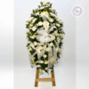 Un delicado ramo de flores exequiales elaborado con fully y anturios, diseñado para expresar condolencias y rendir un sentido homenaje a la memoria de quien ha partido.  La elegancia de los anturios y la belleza del fully se unen en un arreglo floral lleno de significado y respeto.